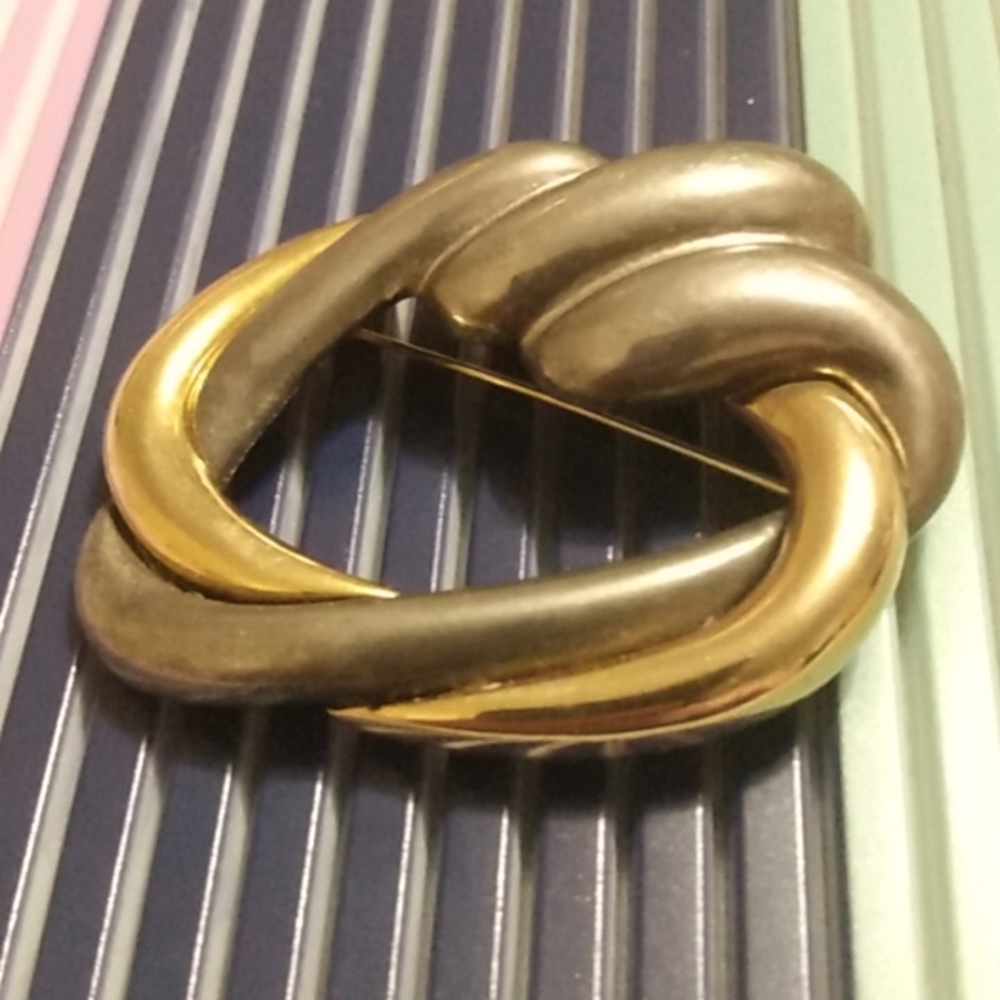 Vtg silver gold abstract pin brooch